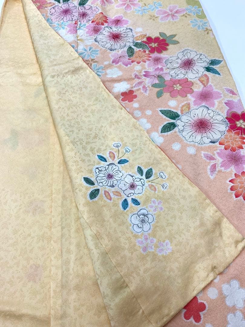 振袖 仮絵羽 桐屋翠山工房 絞り 辻ヶ花 金通し 正絹 未仕立て品 八掛付き