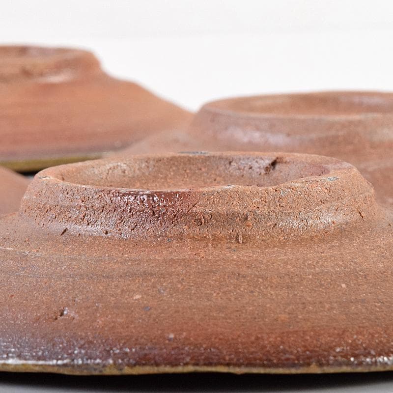 和食器　備前焼　五子窯　前嶋五一郎作　小皿　六客　共布共箱　V　R7665