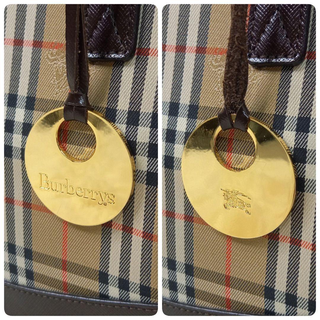 希少✨バーバリー ヴィンテージ ハンドバッグ ノバチェック ブラウン チャーム付