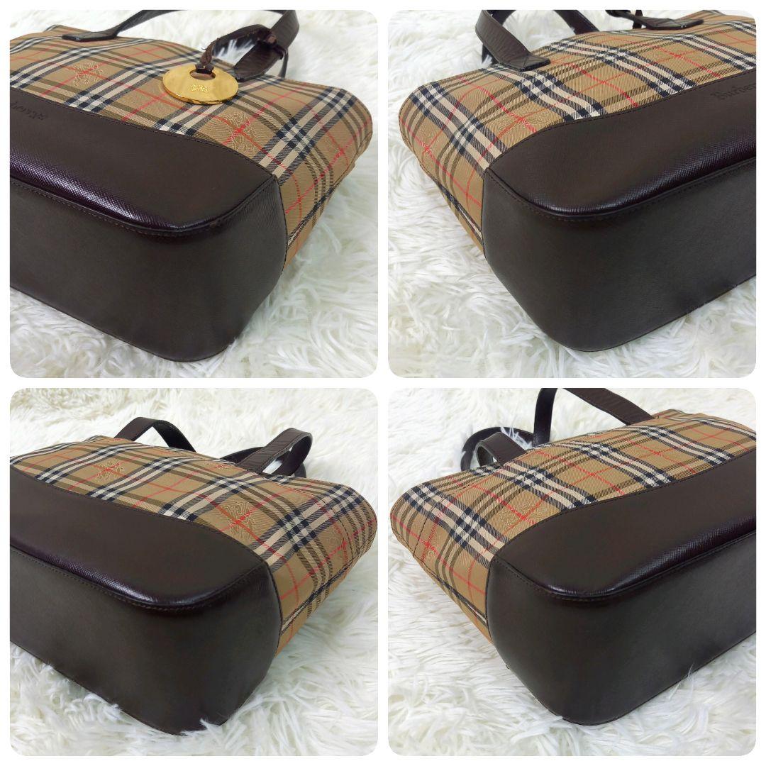 希少✨バーバリー ヴィンテージ ハンドバッグ ノバチェック ブラウン チャーム付