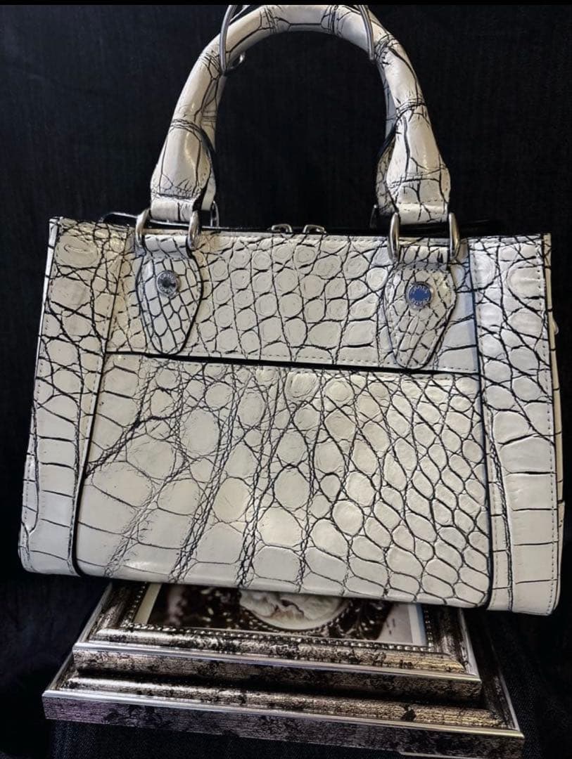 極美品 CROIX  リアルクロコレザー ハンドバッグ ミニトート