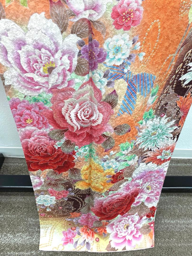 振袖 豪華 銀通し 刺繍 紋意匠 薔薇 身丈162cm 撥水加工済