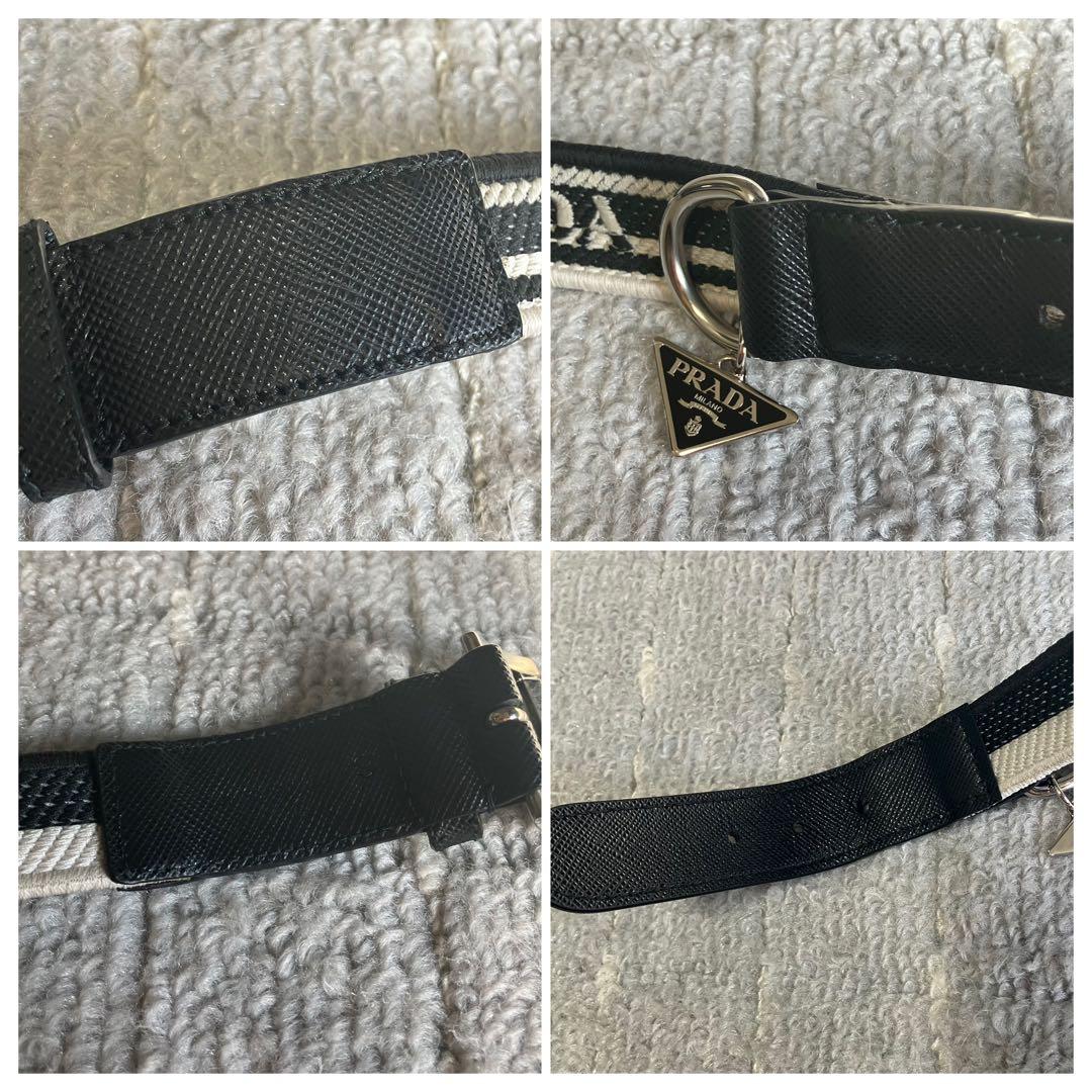 プラダ［首輪］三角ロゴ　犬用　ペット用品　レザー　ジャガード　箱付き　ブラック