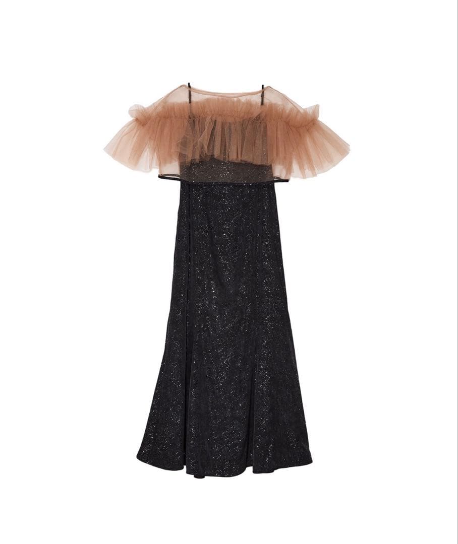 【LEJA】チュールフリルボレロペイントマーメイドドレスワンピース