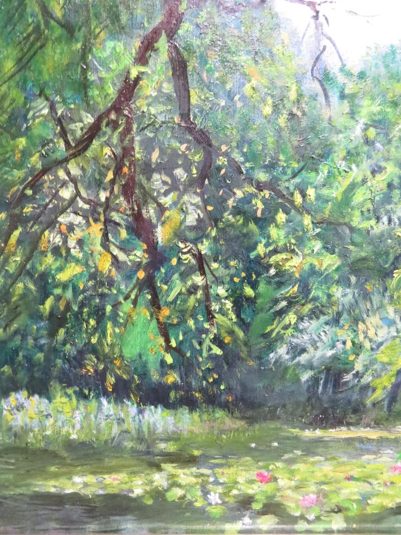 ◆   作者不明　「睡蓮」　油彩　F8号　◆