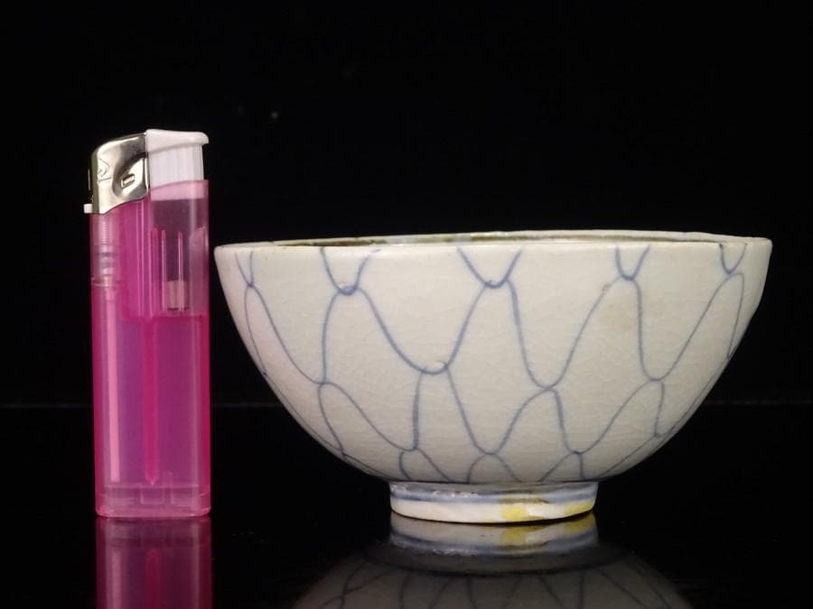 江戸時代　前期　初期伊万里　染付　網目文　小服　茶碗　箱付　茶道具　網手　酒器