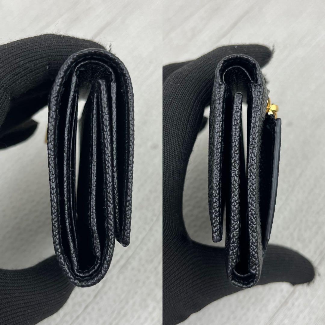 未使用級✨ ドルチェ&ガッバーナ 折り財布 ロゴ金具 ビジュー ブラック レザー