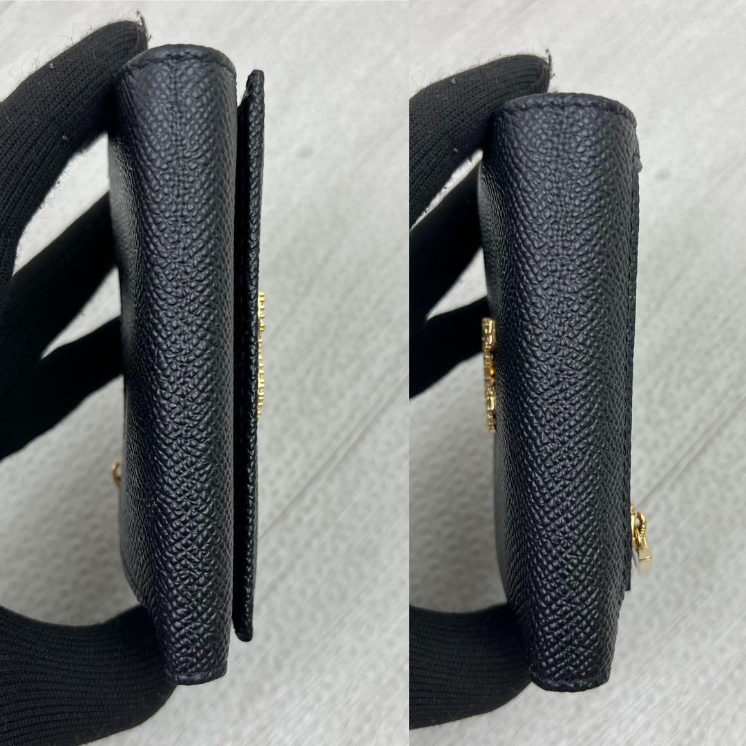 未使用級✨ ドルチェ&ガッバーナ 折り財布 ロゴ金具 ビジュー ブラック レザー