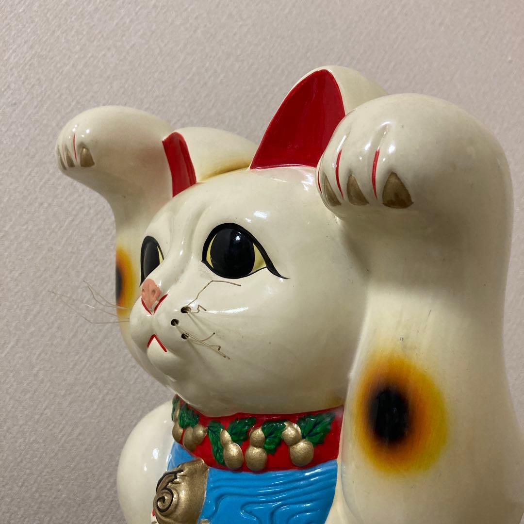 レトロ招き猫　招福置物　貯金箱　千万両〈検 常滑焼　海外向けデザイン　ビンテージ