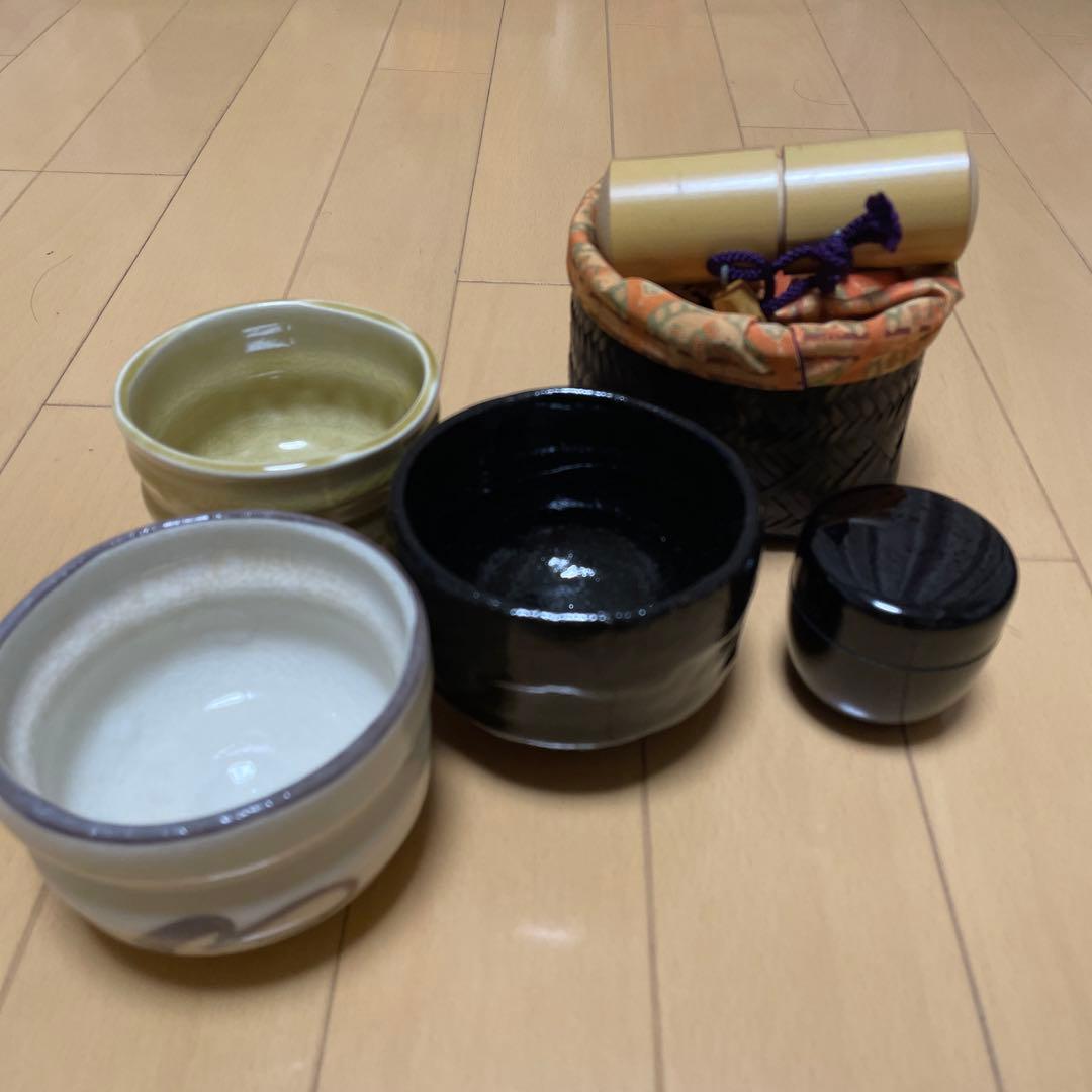茶道具　野点セットと茶碗3個