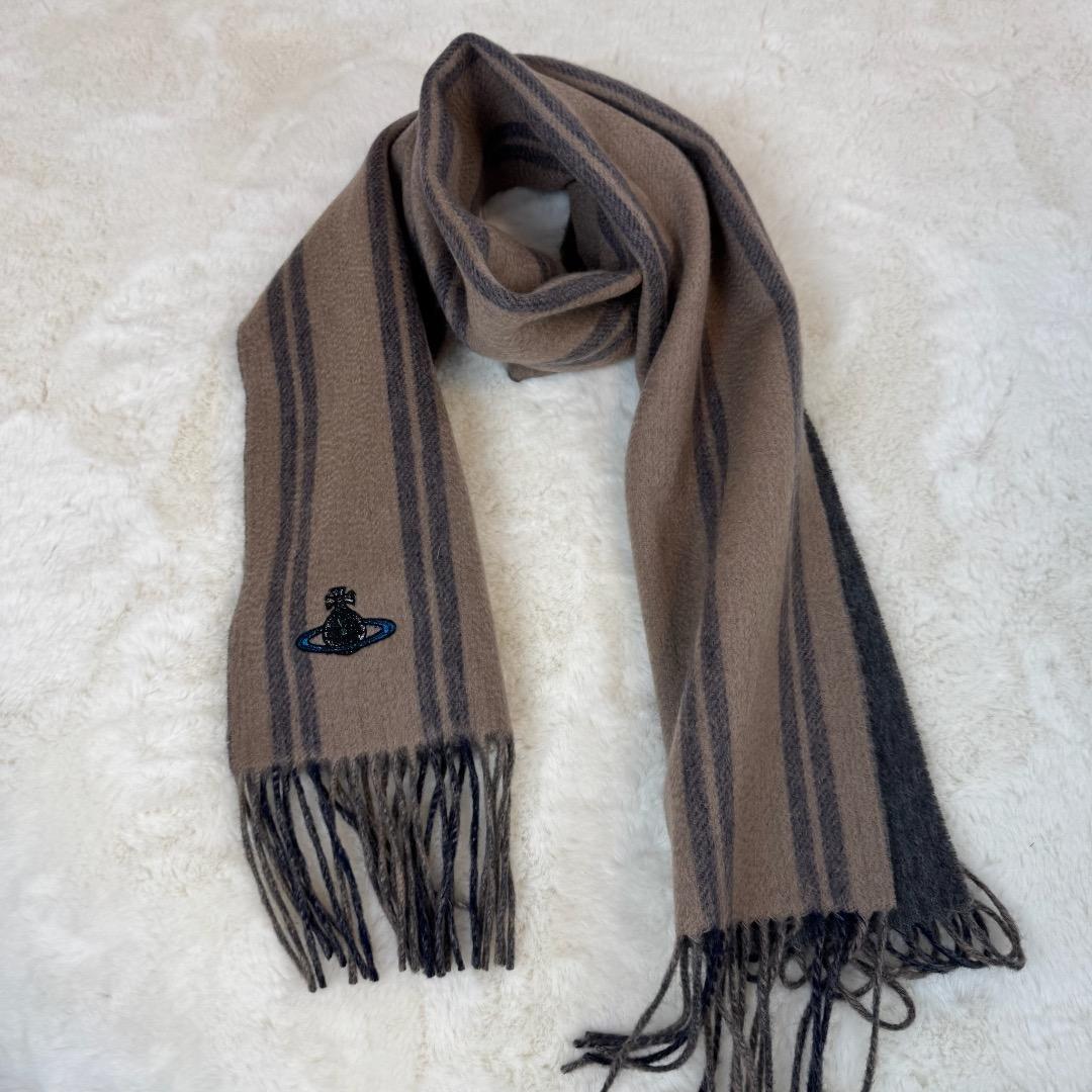 ヴィヴィアンウエストウッド　リバーシブル オーブ　カシミヤ100％　マフラー