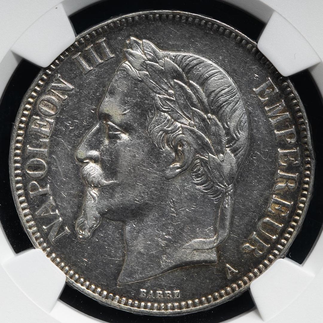 NGC-AU 洗浄　1870A　フランス　ナポレオン3世　月桂冠 パリ 最終年号