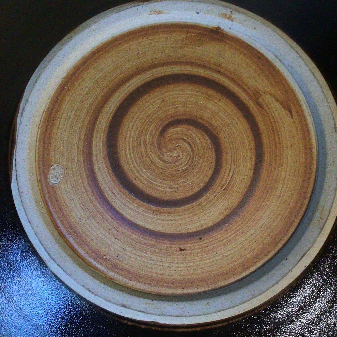 No4110 黒釉二彩大皿　陶印有　直径45.5cm 飾皿　陶磁器　送料無料