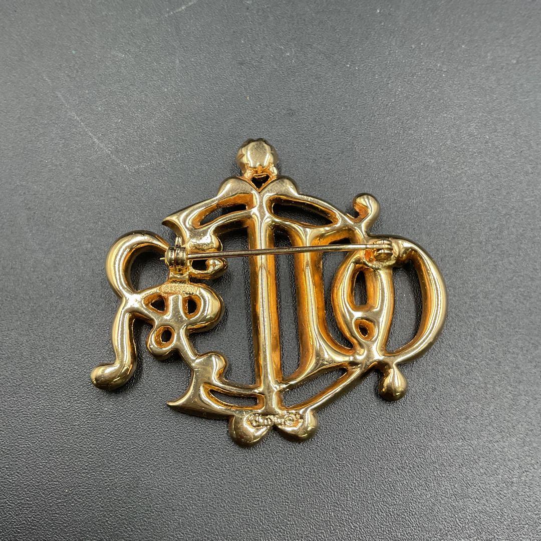 Z1419 ディオール　ストーン　ロゴ　ブローチ