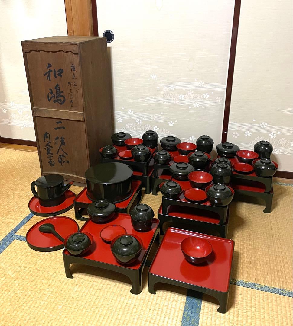 明治 大正 御膳 アンティーク 漆芸 セット 大量 漆塗り 骨董 漆器 木製 b
