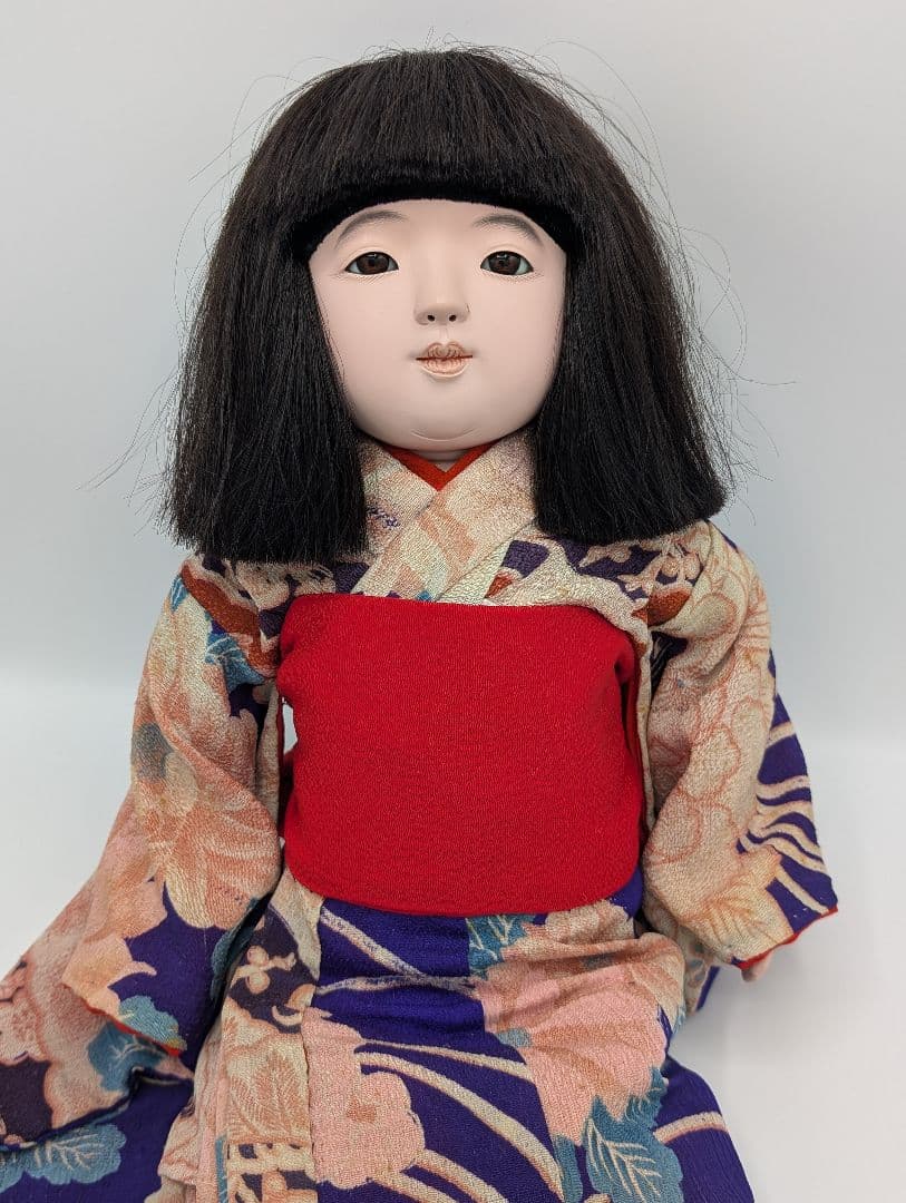 【松乾斎東光作】市松人形 女の子 アンティークドール 約54cm 木札付き