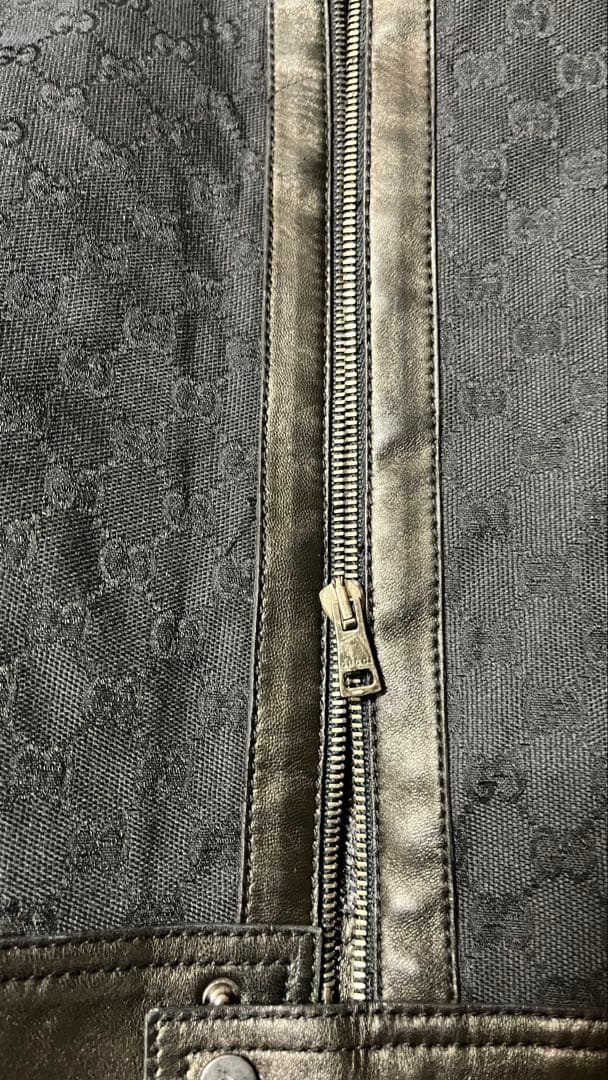 GUCCIブラックレザー 切り替え シングルライダースジャケット!