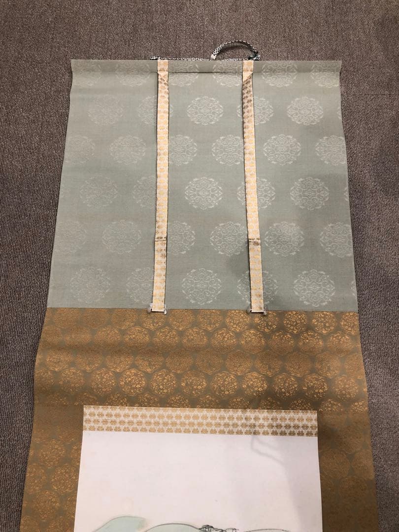 《山門之徒》掛畫。名畫家「福田  惠一」作品。美品。原畫，共箱。昭和時代。