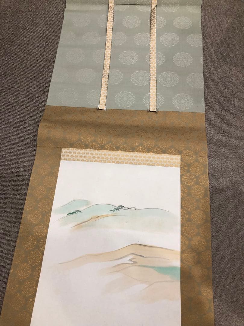 《山門之徒》掛畫。名畫家「福田  惠一」作品。美品。原畫，共箱。昭和時代。