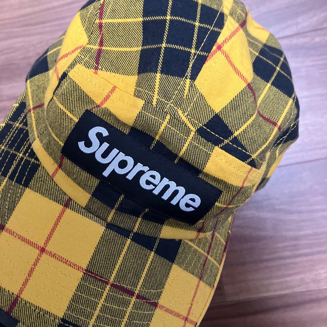 Supreme チェック柄 ワークキャップ　イエロー