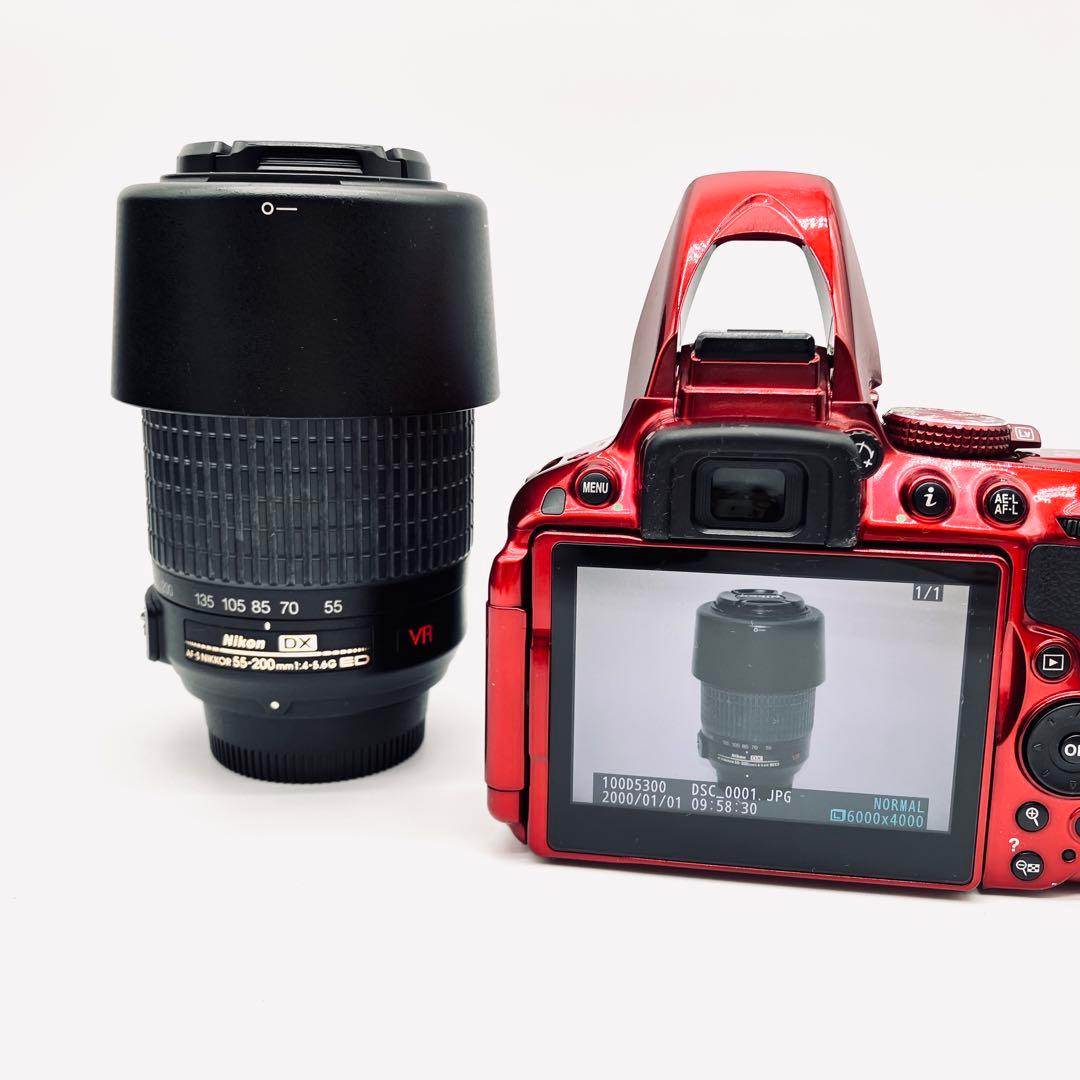 Wi-Fi対応♪ Nikon D5300 望遠ダブルレンズキット　レッド