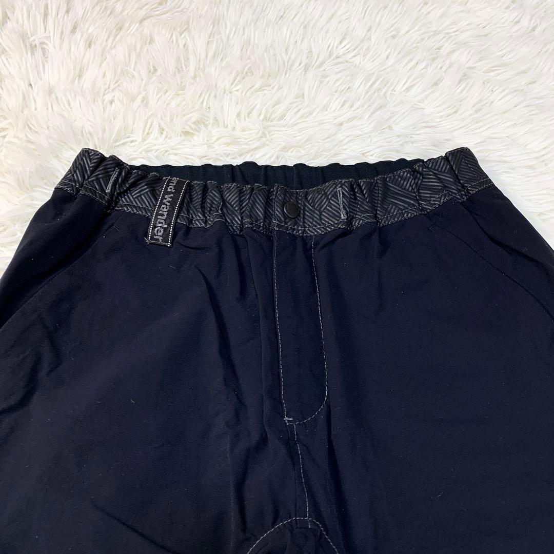 アンドワンダー シェラーストレッチサルエルパンツ*黒/0*and wander