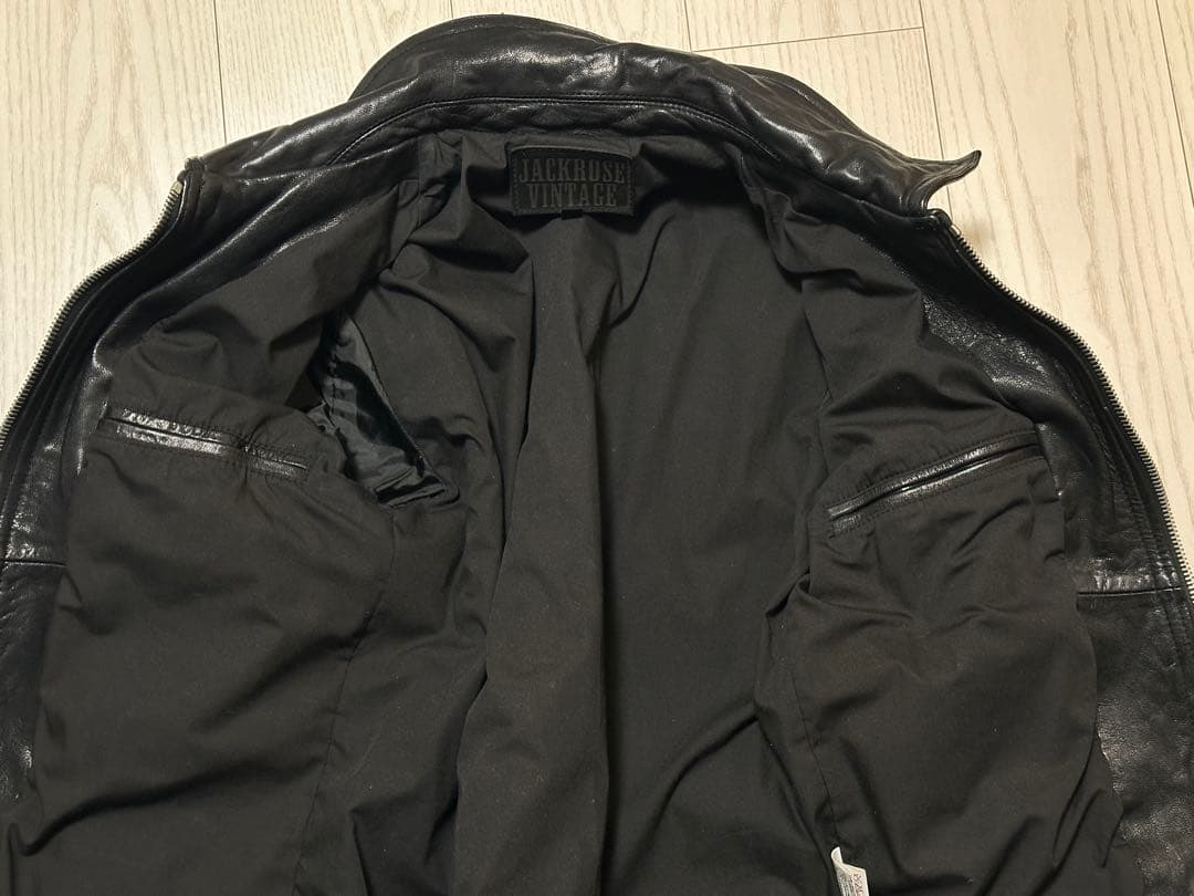 ジャックローズ ヴィンテージ 加工 ライダース ブラック レザー 山羊革