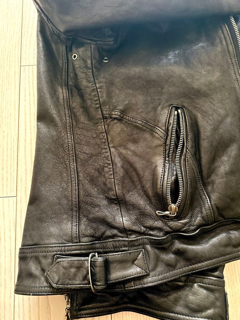 ジャックローズ ヴィンテージ 加工 ライダース ブラック レザー 山羊革