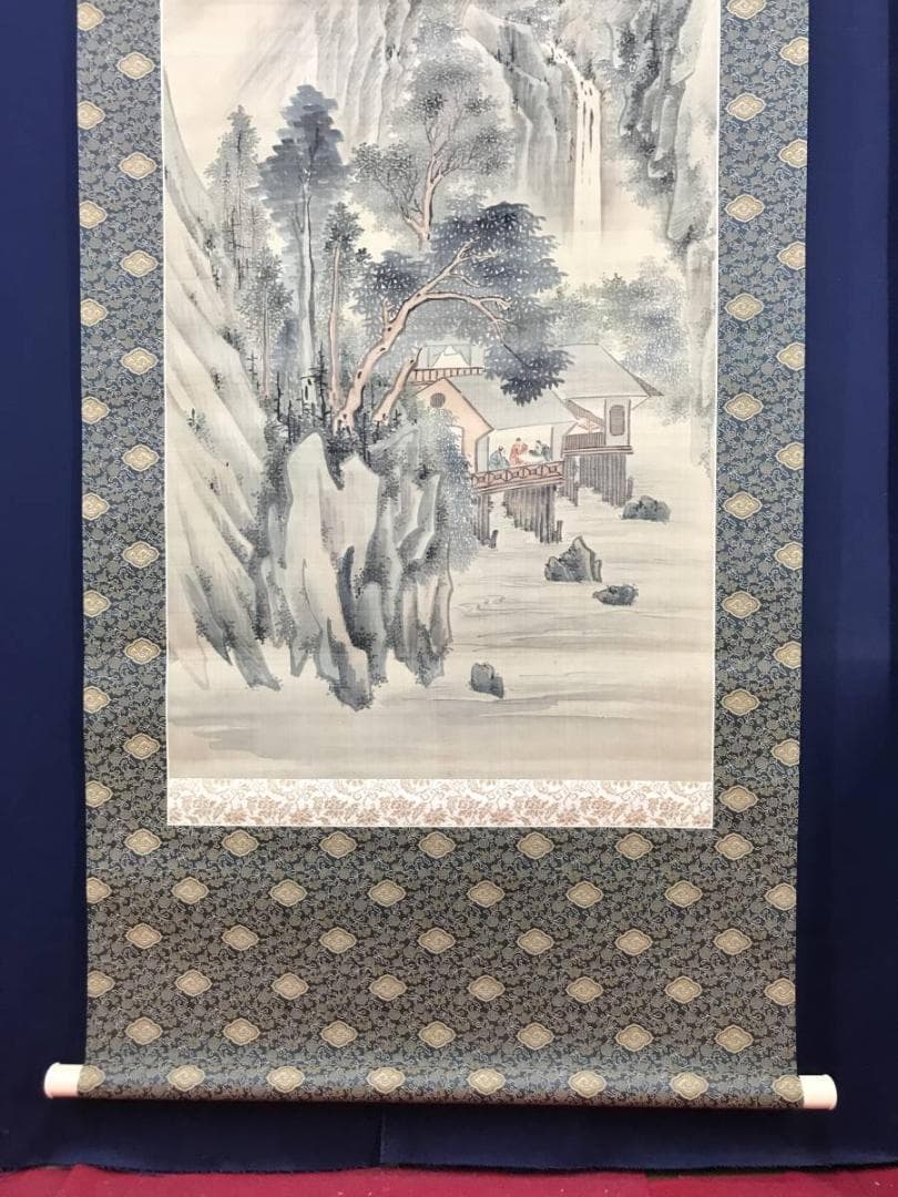 【真作】高久藹崖/山水人物図/山水図/掛軸/名家伝来/AB-963