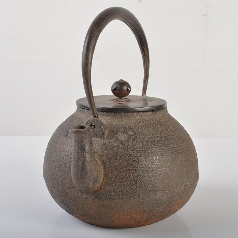 煎茶道具　柚子肌　線文　銅蓋　鉄瓶　鉄壷　V　R6428