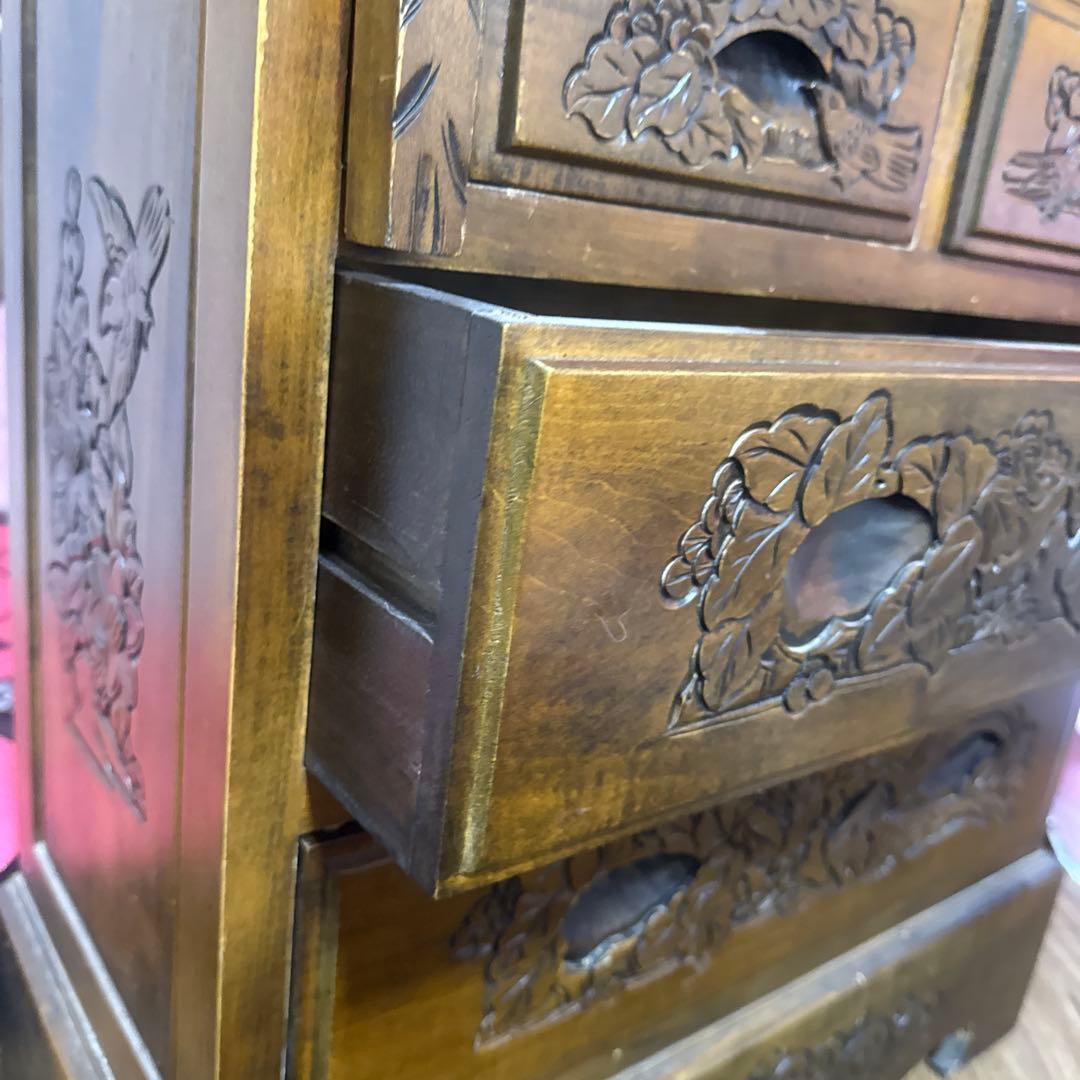 木製ライティングビューロー 彫刻入り