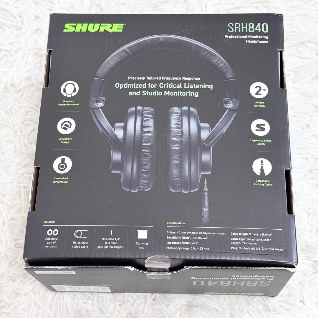 美品 SHURE SRH840-BK-A モニター用 ヘッドホン