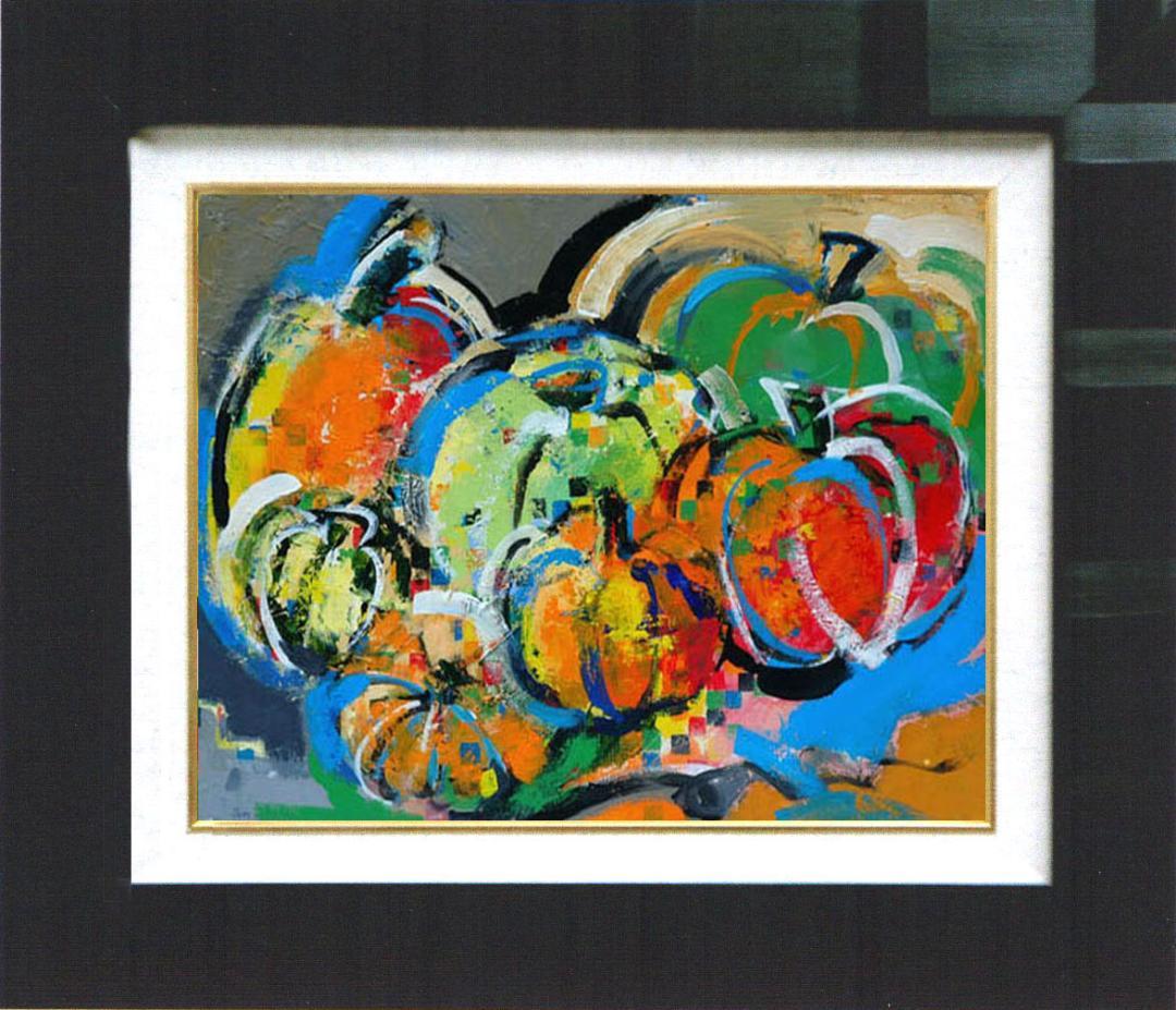 油絵 菅家令子インテリア uF6-061303 静物 かぼちゃ