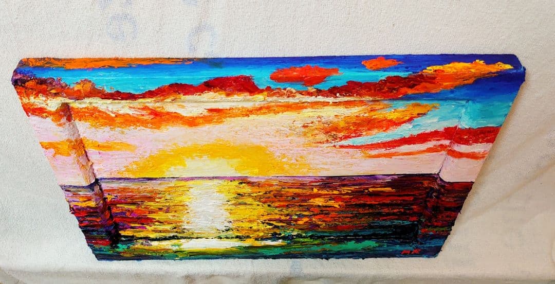 油絵 絵画【夕暮れ海】