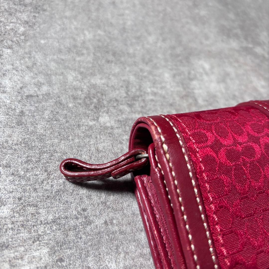 小物 Coach Red Canvas Signature Wallet