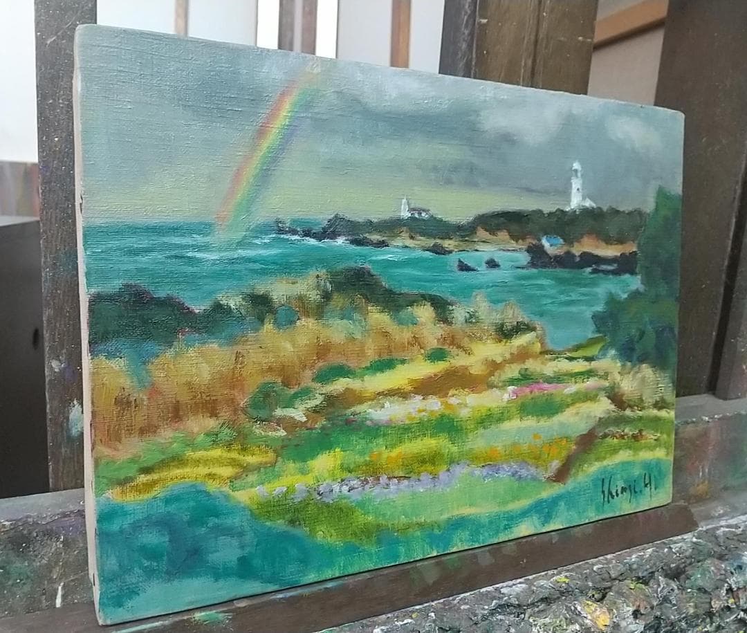 「雨後」房総白浜 絵画 F4 油彩画 油絵 絵画 風景画 アート