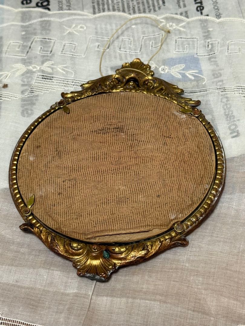 フランス　アンティーク ヴィンテージ　鏡　花柄鏡　アンティークミラー　小物ミラー