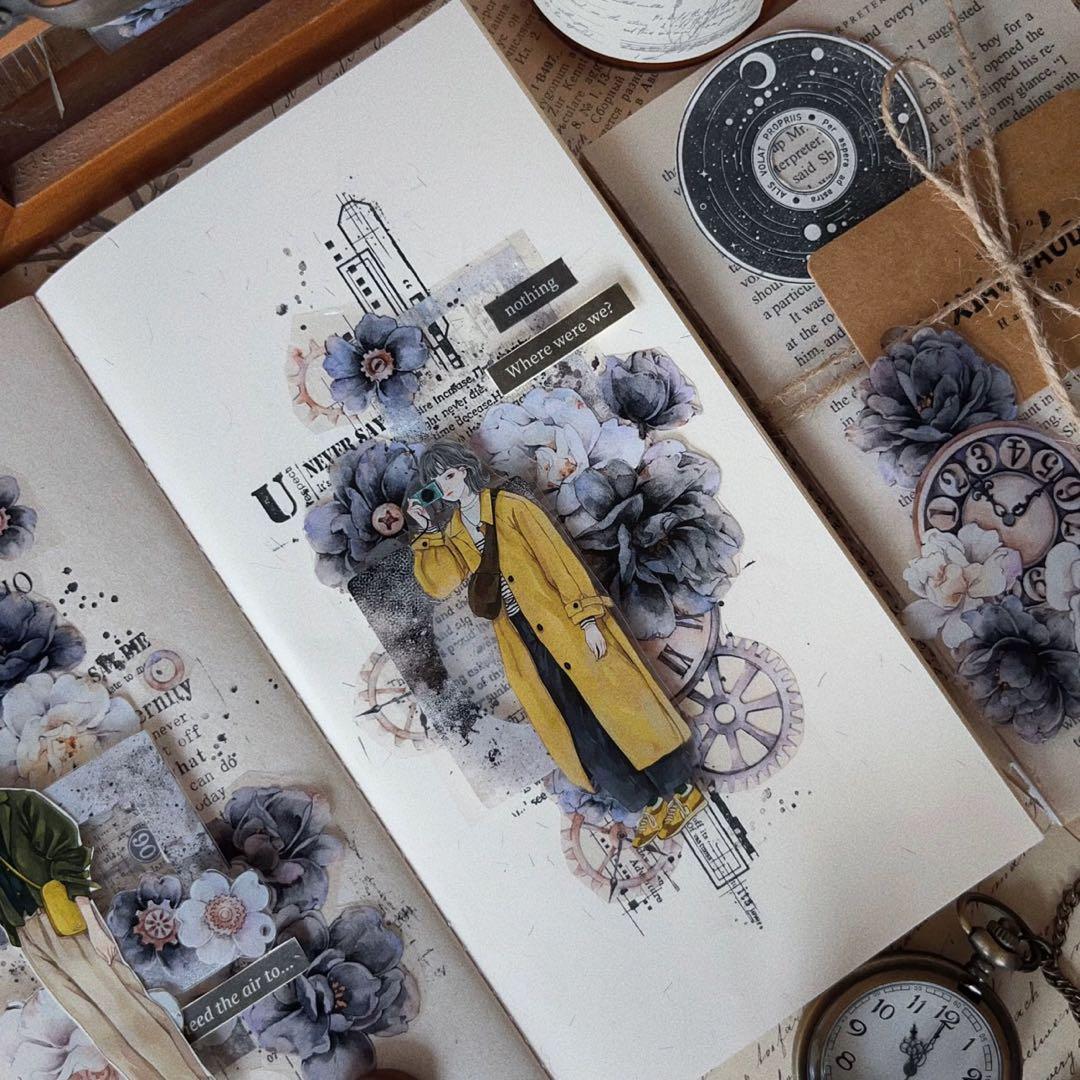 壹洱原创《烟墨白》海外マスキングテープ　マステ 【2372】