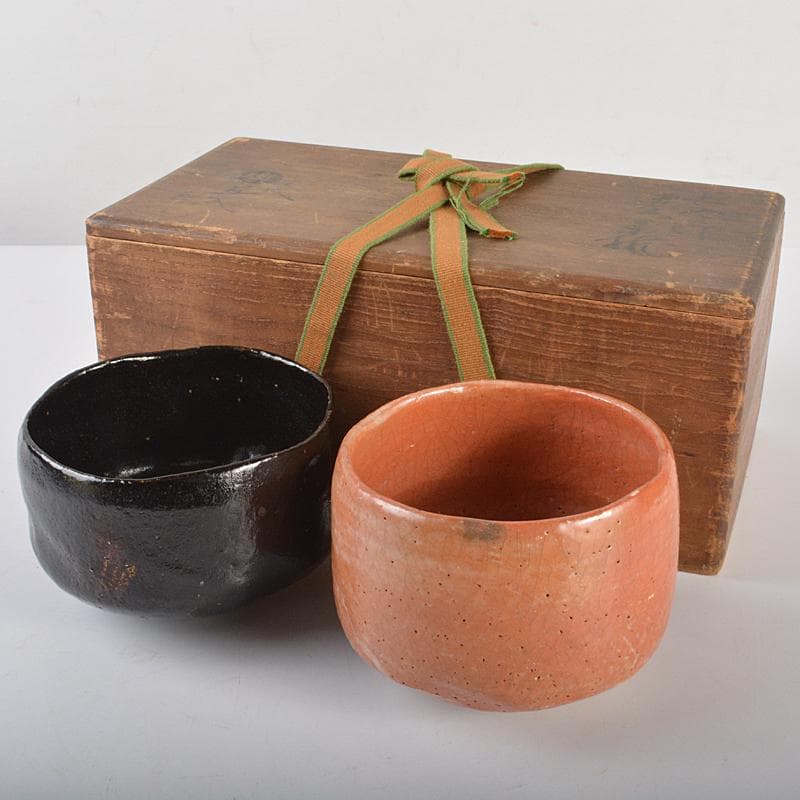 茶道具　楽吉左衛門　長入作　赤黒楽茶碗　書付旦入識箱　M　R7076