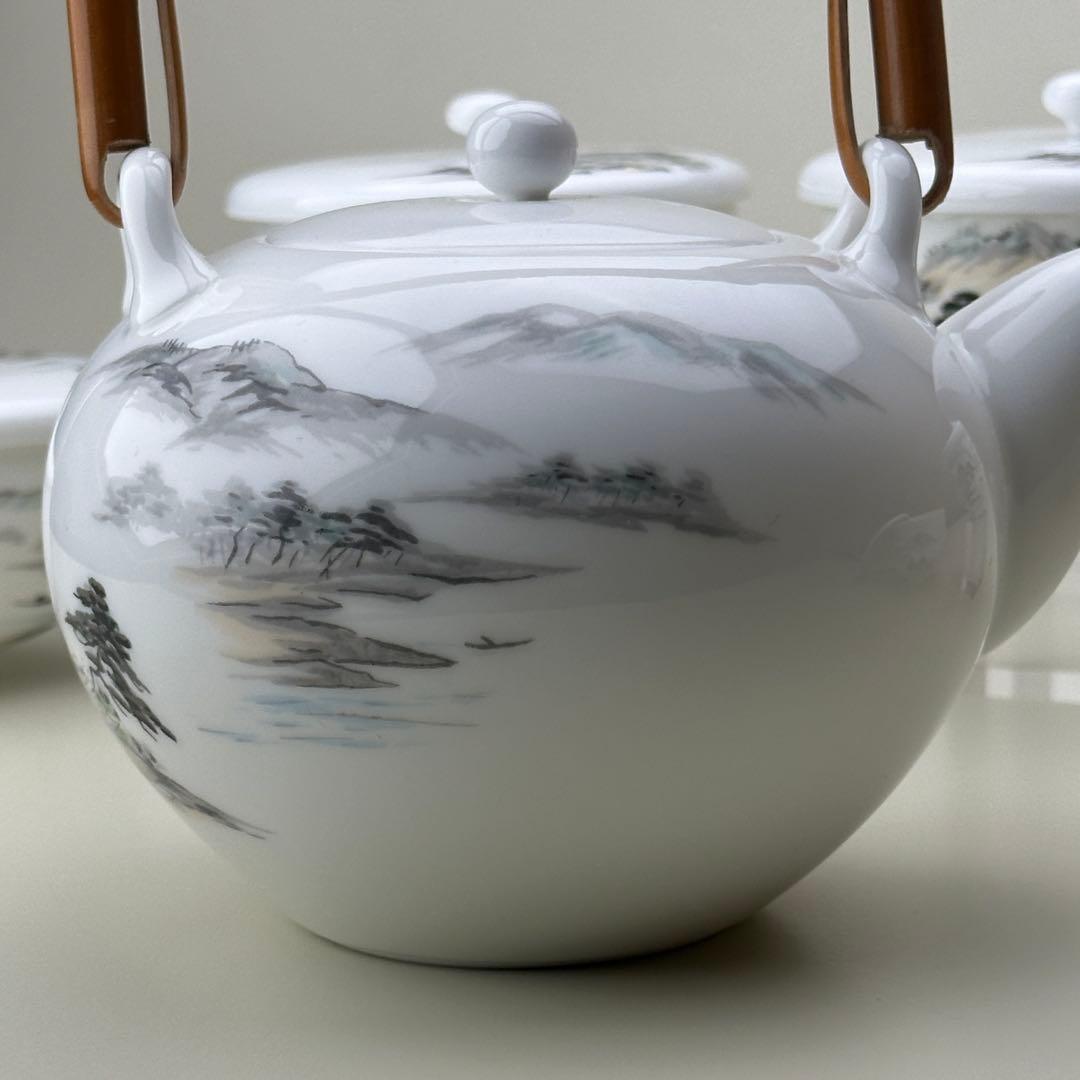 深川製磁 Imperial ボーンチャイナ 山水 茶器揃 皇室御用達表記