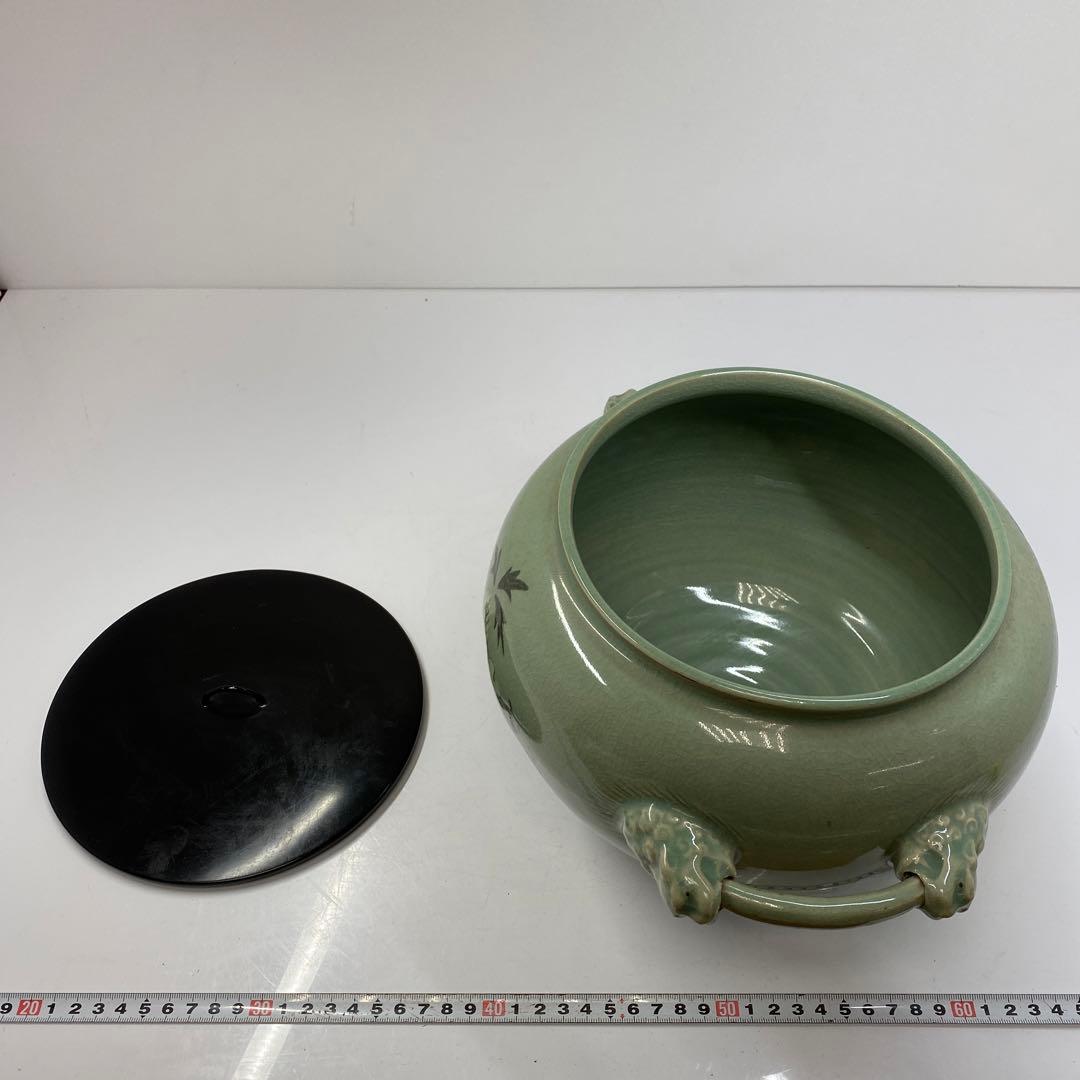 専用　柳海剛　取手付獅子耳　水指　高さ20㎝　東ま5-1118①