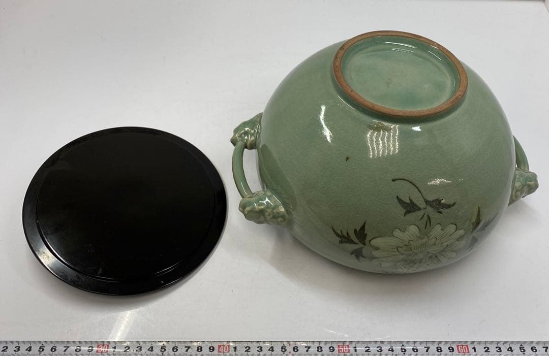 専用　柳海剛　取手付獅子耳　水指　高さ20㎝　東ま5-1118①