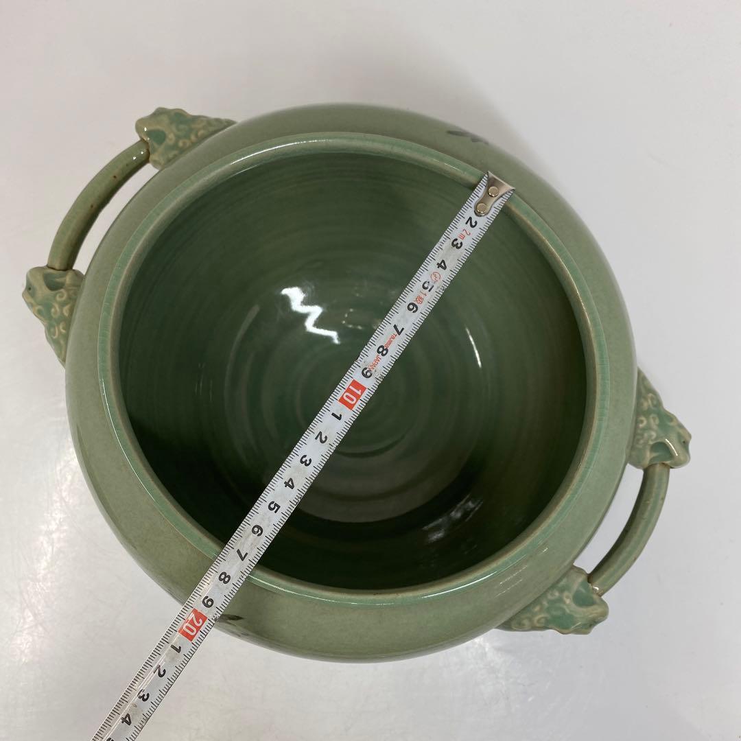 専用　柳海剛　取手付獅子耳　水指　高さ20㎝　東ま5-1118①