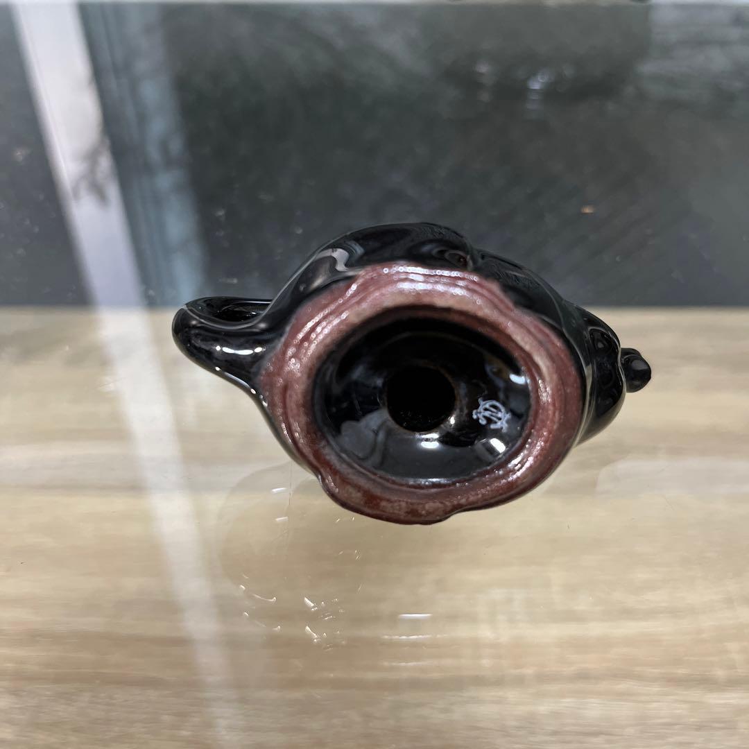 骨董　瀬戸　輸出用　希少　黒猫　招き猫　象コラボ　ティーポット　オブジェ　縁起物