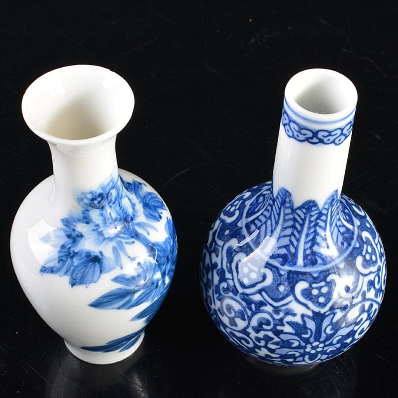 中国　景徳鎮製銘　成化銘　青花　花文瓶　小瓶　2点まとめて　V　R6672