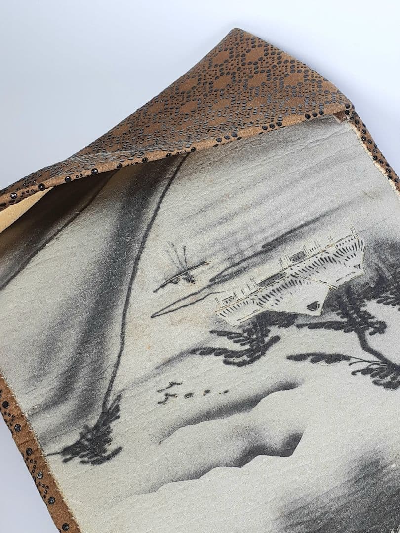 印傳　印伝　財布　長財布　富士山山水図