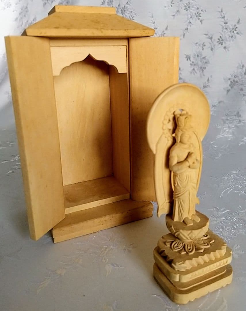 大日如来立像【極小】#404 厨子付き 木彫 仏像