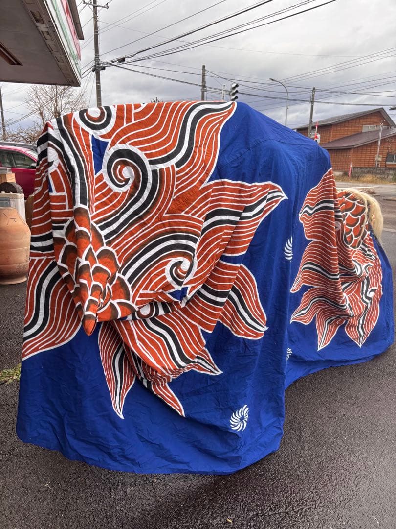 C- 1074▲獅子舞　獅子頭　美品　全長333cm