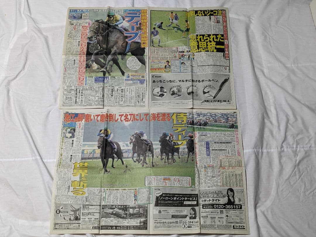 ディープインパクト　武豊　菊花賞　競走馬　写真パネル　額縁入り　スポーツ新聞付き