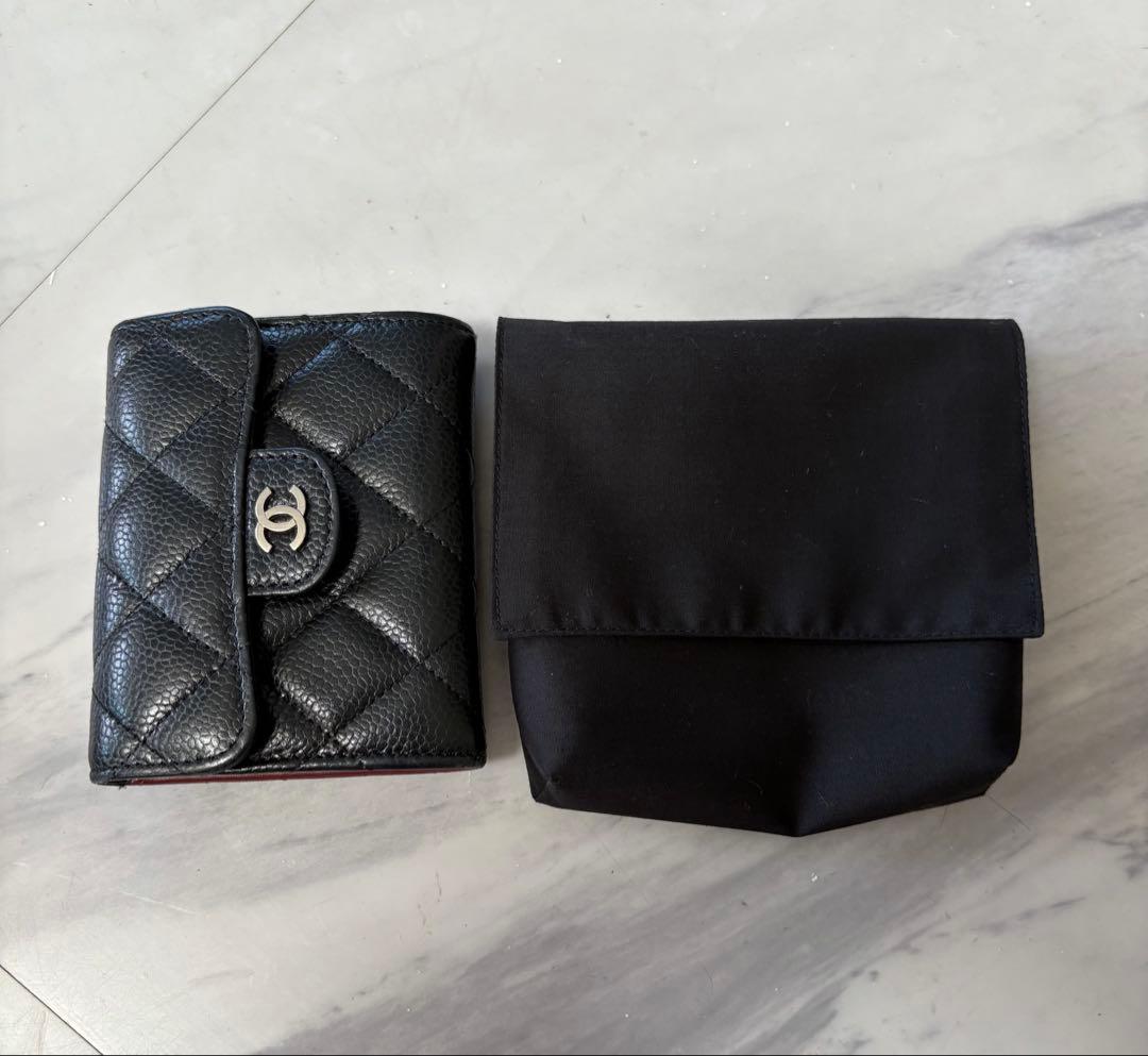 CHANEL マトラッセ・キャビアスキン・ケース／美品